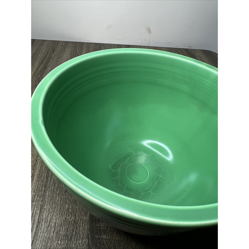 VTG 30's Fiesta Ware Nested Mixing Bowl #7 From Set USA HLC Green Bottom Rings - Picture 3 of 16